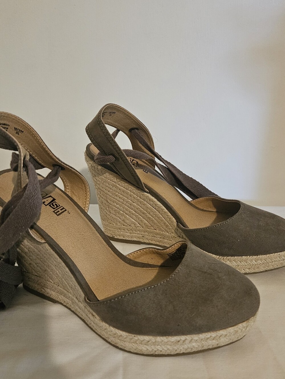 Brash Womens Ankle Wrap Espadrilles Wedges Size 8 Taupe Summer Vacation